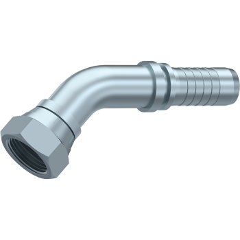 BSP Swivel Female 60° Cone With O Ring 45° Elbow x Hosetail